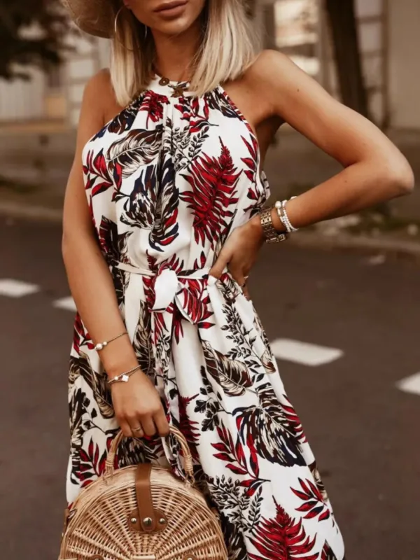 Tropical Floral Halter Neck Summer Dress sold by Charming Charlie