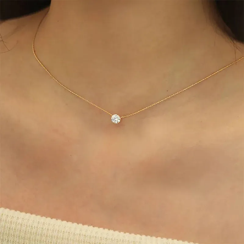 18K Gold-Plated Zircon Solitaire Pendant Necklace sold by Charming Charlie