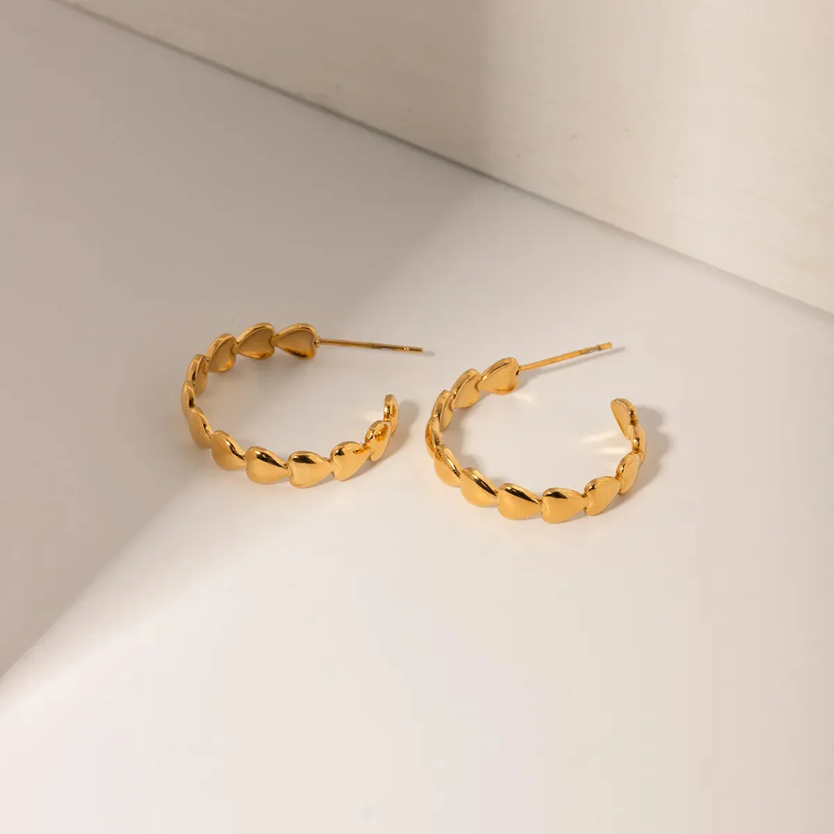 18K Gold-Plated Heart Hoop Earrings sold by Charming Charlie product image thumbnail 3