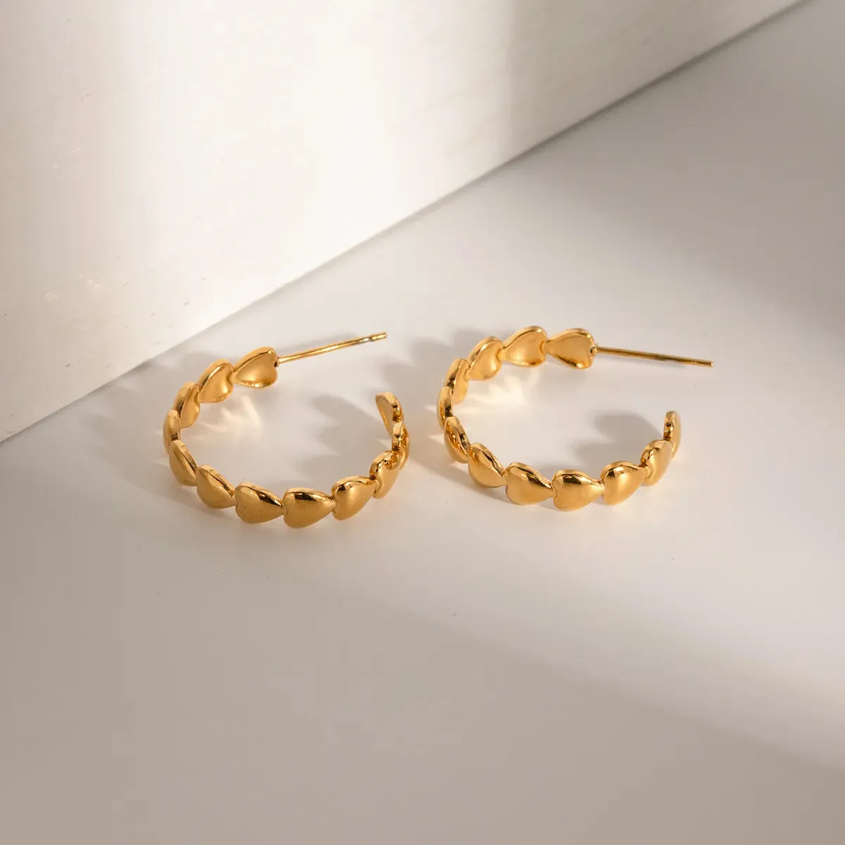 18K Gold-Plated Heart Hoop Earrings sold by Charming Charlie product image thumbnail 4
