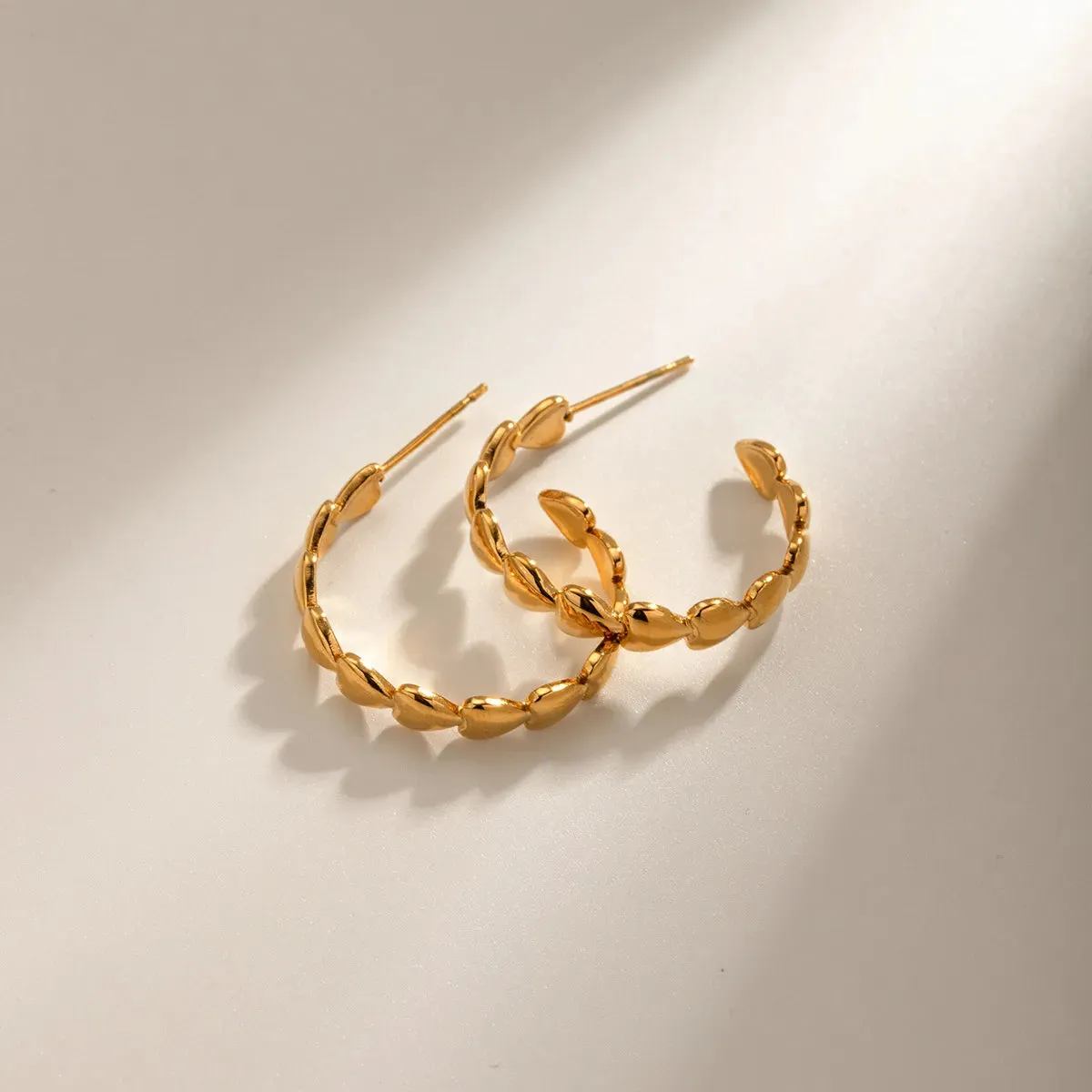 18K Gold-Plated Heart Hoop Earrings sold by Charming Charlie product image thumbnail 5
