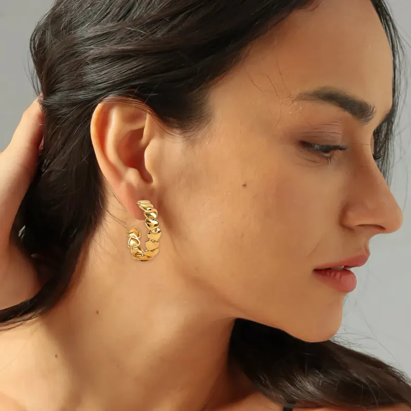 18K Gold-Plated Heart Hoop Earrings sold by Charming Charlie