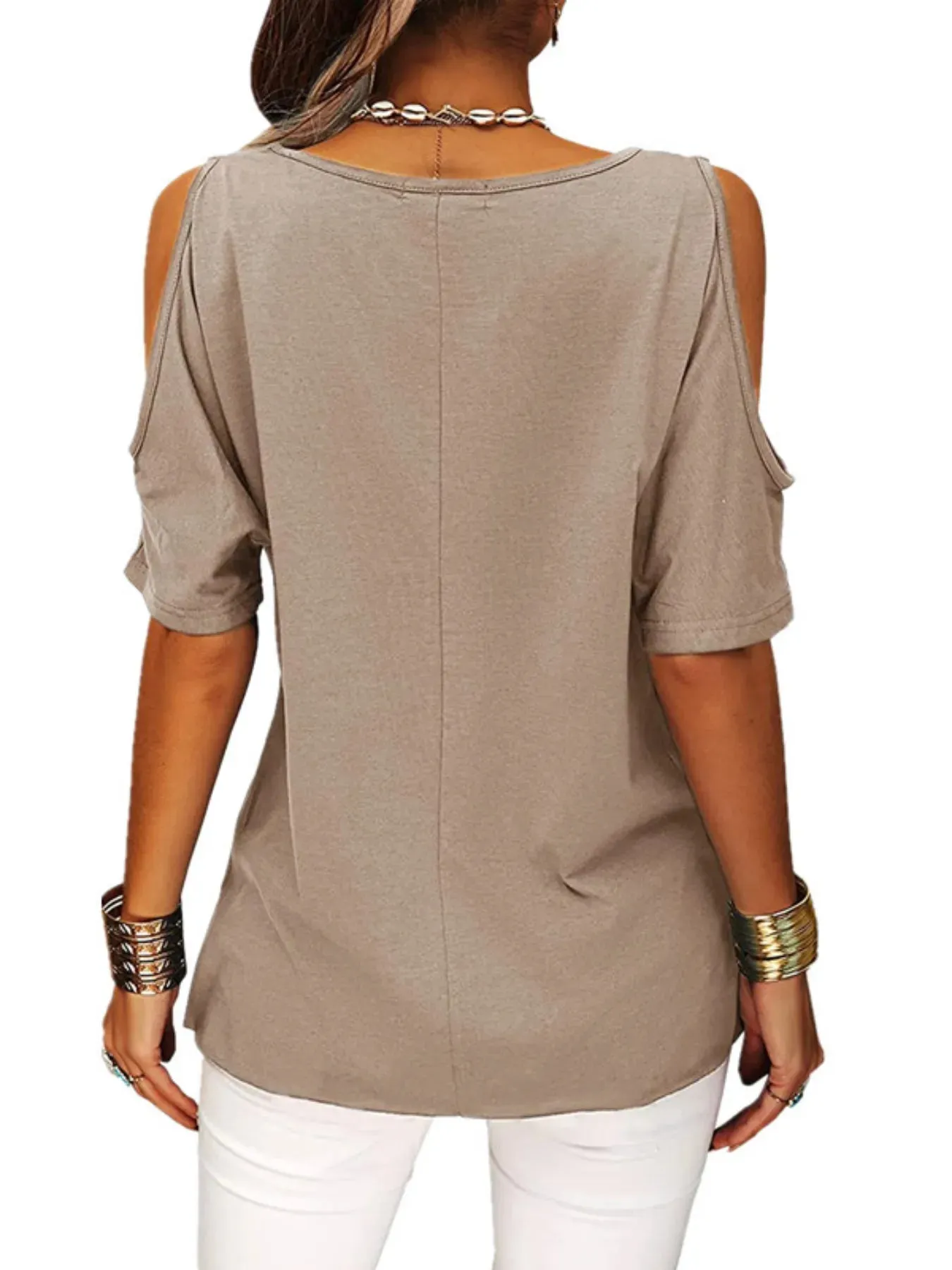 Full Size Crisscross Cold Shoulder Casual T-Shirt Plus Size sold by Charming Charlie product image thumbnail 5