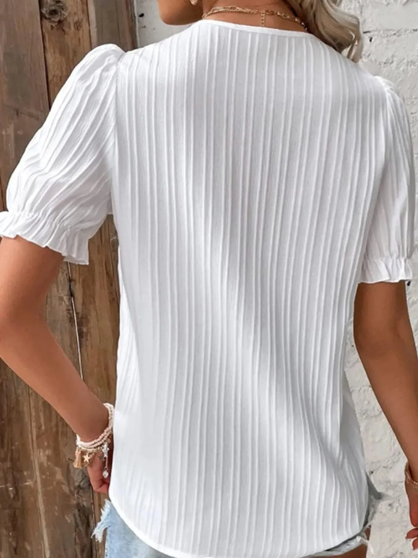 Full Size Lace Detail V-Neck Blouse Plus Size sold by Charming Charlie product image thumbnail 5