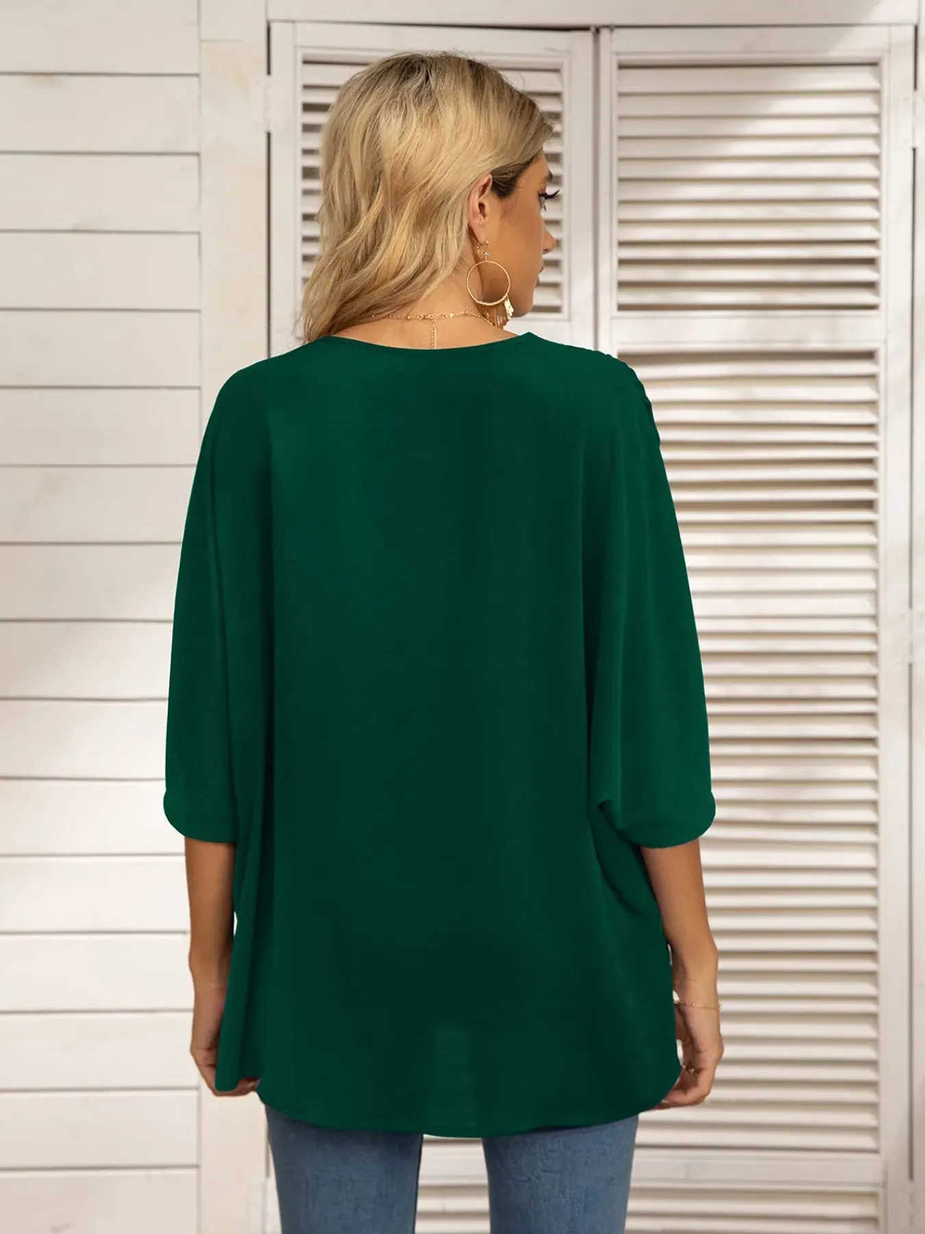 Printed Trim V-Neck Batwing Sleeve Blouse sold by Charming Charlie product image thumbnail 5