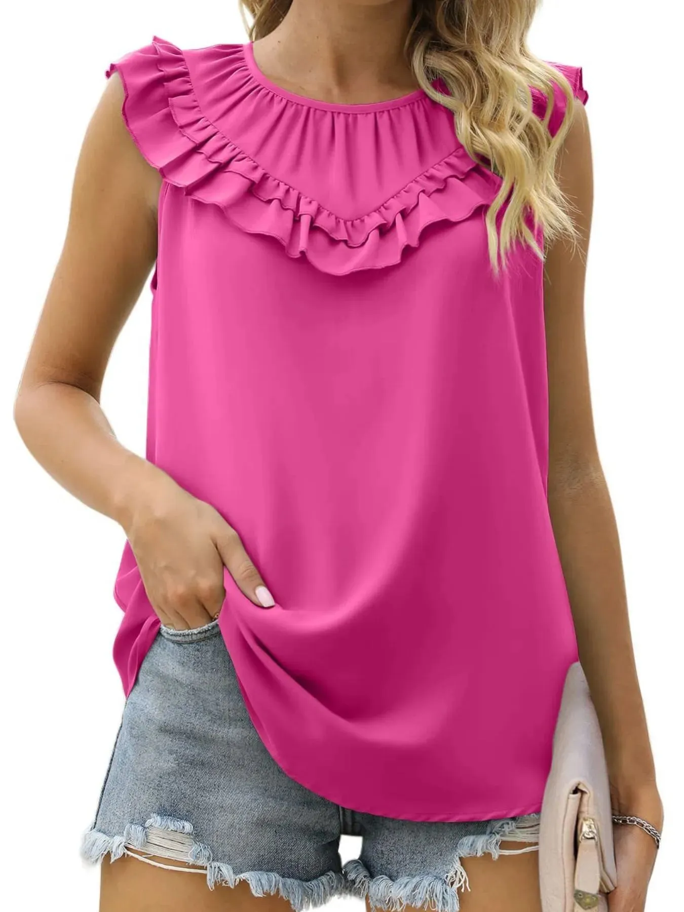 Ruffle Round Neck Blouse sold by Charming Charlie product image thumbnail 2