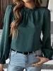Ruched Round Neck Long Sleeve Blouse sold by Charming Charlie