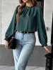 Ruched Round Neck Long Sleeve Blouse sold by Charming Charlie