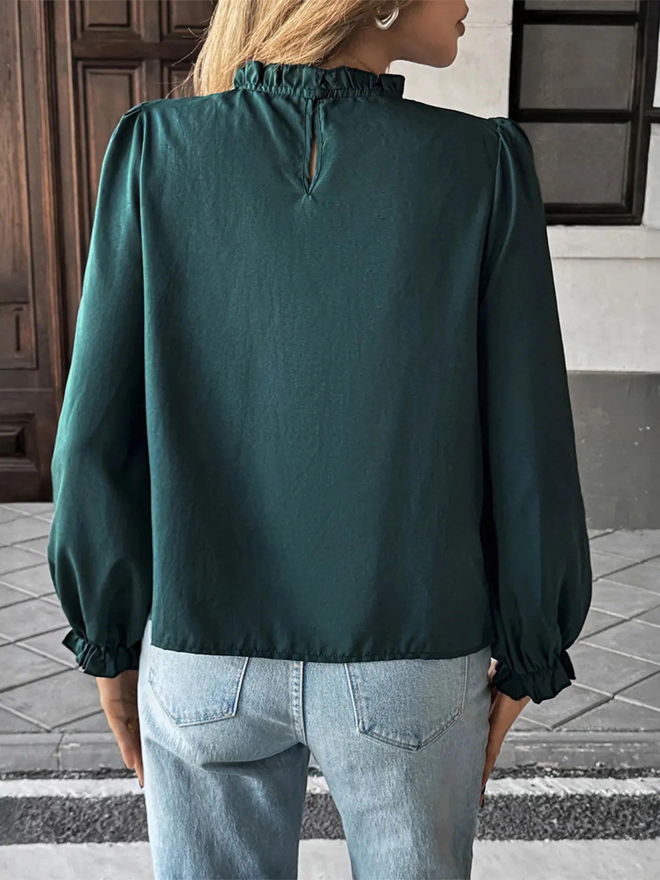 Ruched Round Neck Long Sleeve Blouse sold by Charming Charlie product image thumbnail 5