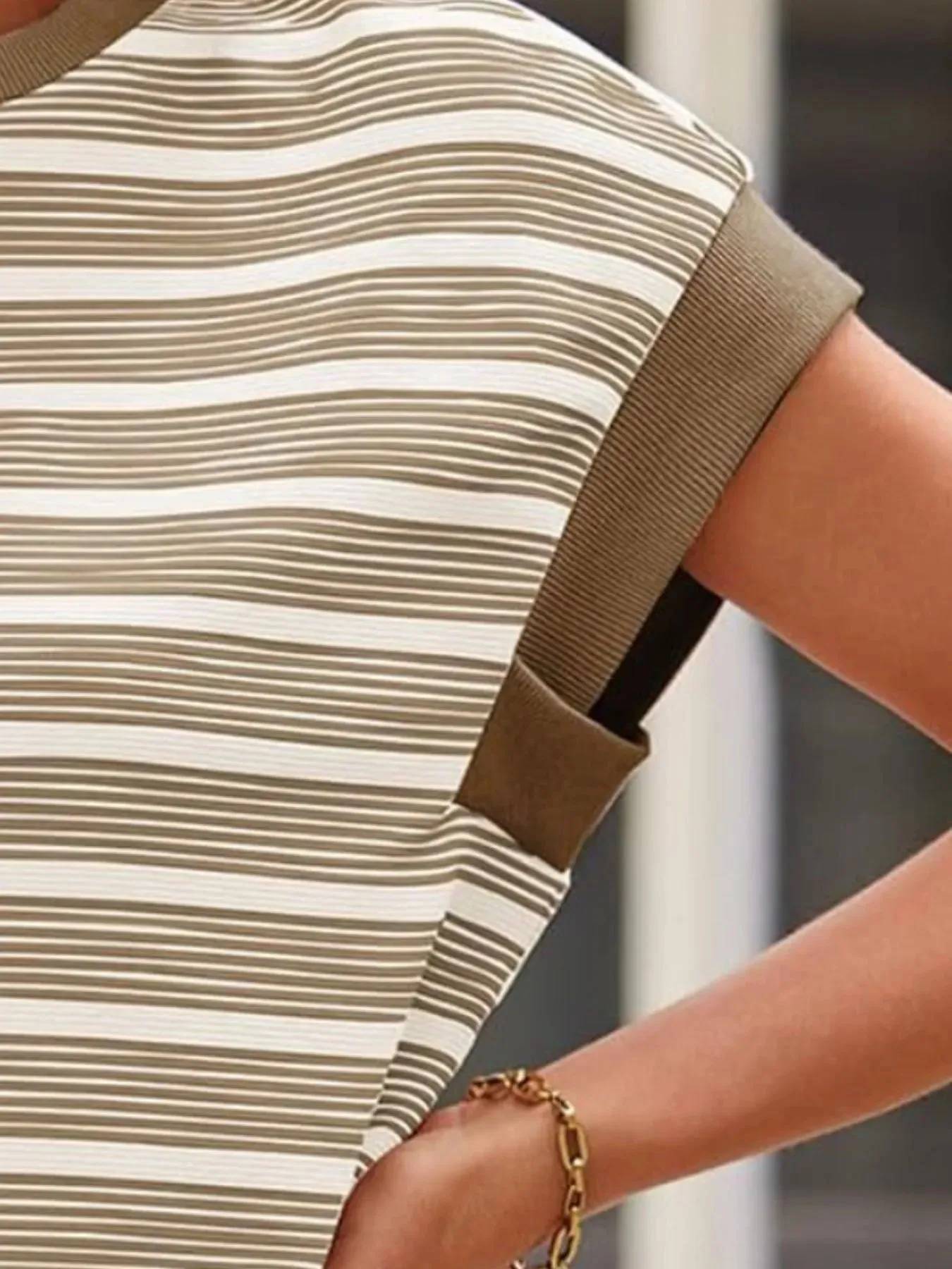 Striped Round Neck Casual T-Shirt sold by Charming Charlie product image thumbnail 5