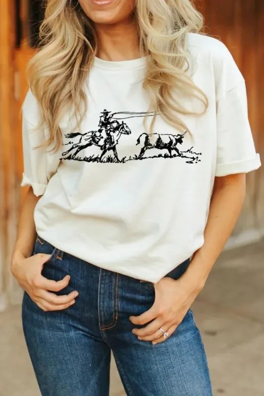 Western Rodeo Graphic Round Neck T Shirt sold by Charming Charlie