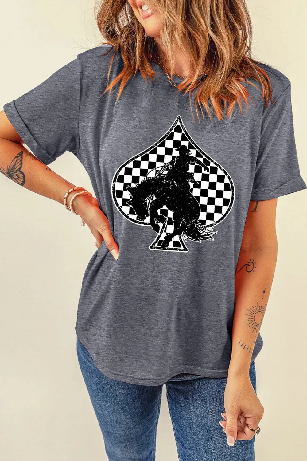 Redeo Check Spades Western Graphic T Shirt sold by Charming Charlie product image thumbnail 2