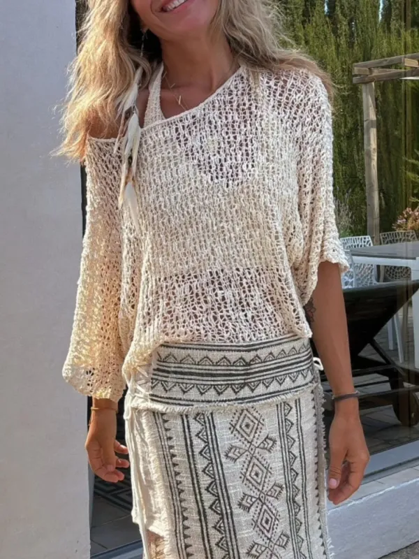 Crochet Boat Neck Knit Cover Up sold by Charming Charlie