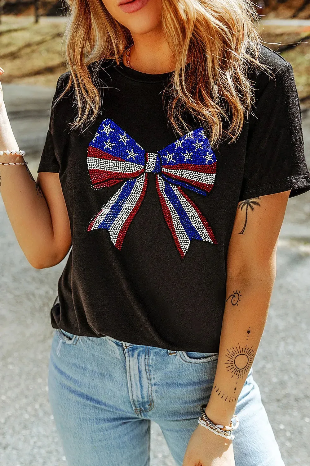 Bow Rhinestone Round Neck T-Shirt sold by Charming Charlie product image thumbnail 3