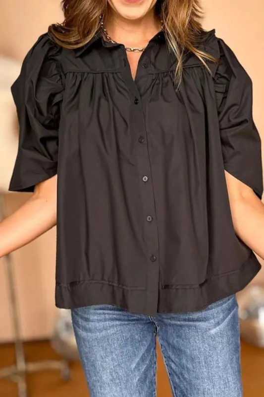 Puff Sleeve Button Down Shirt sold by Charming Charlie