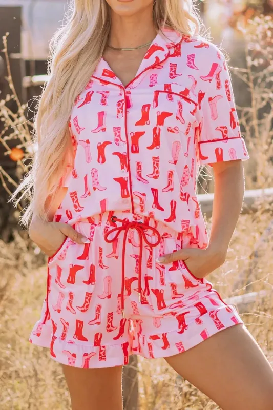 Cowgirl Boots Printed Shirt and Shorts Set sold by Charming Charlie