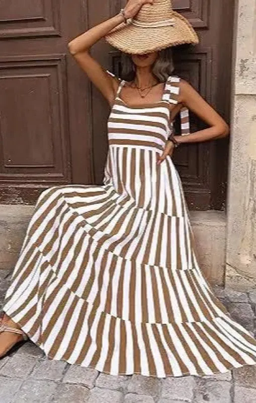 Striped and Floral Sleeveless Maxi Dress sold by Charming Charlie