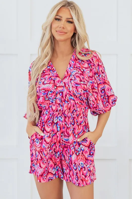 Puff Sleeve V Neck High Waist Romper sold by Charming Charlie