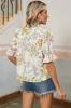 Multicolour V Neck Half Sleeve Boho Floral Blouse sold by Charming Charlie