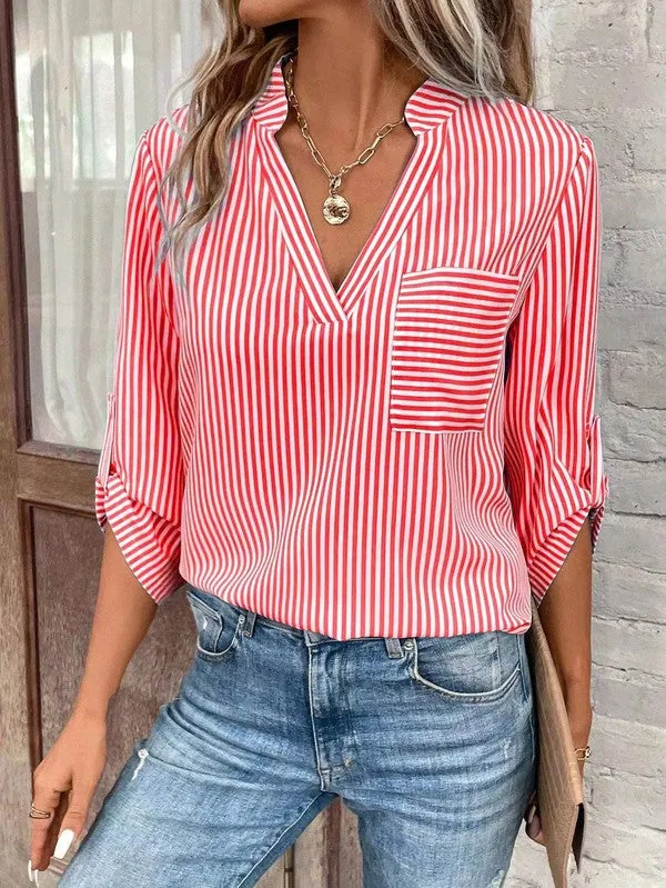 Striped 3/4 sleeve blouse sold by Charming Charlie product image thumbnail 5