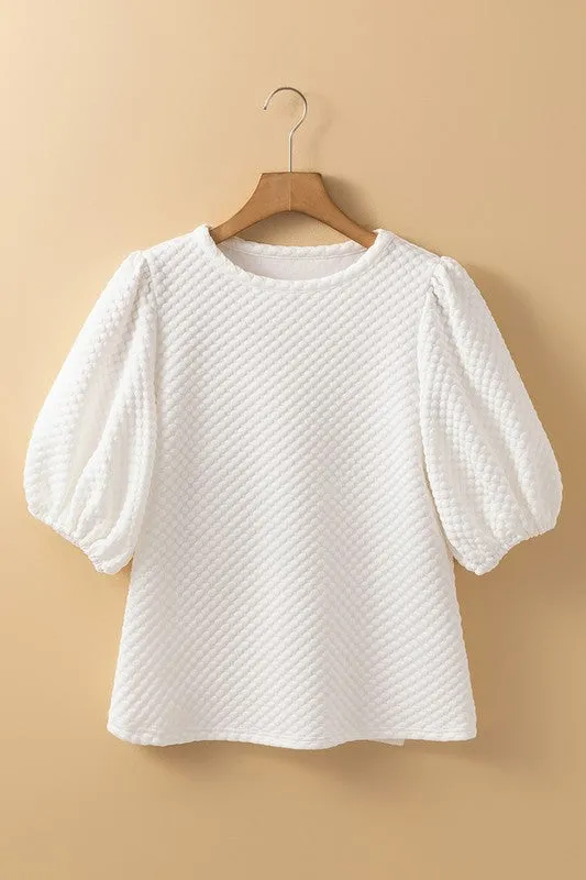 Phalaenopsis Solid Texture Puff Sleeve Blouse sold by Charming Charlie product image thumbnail 5