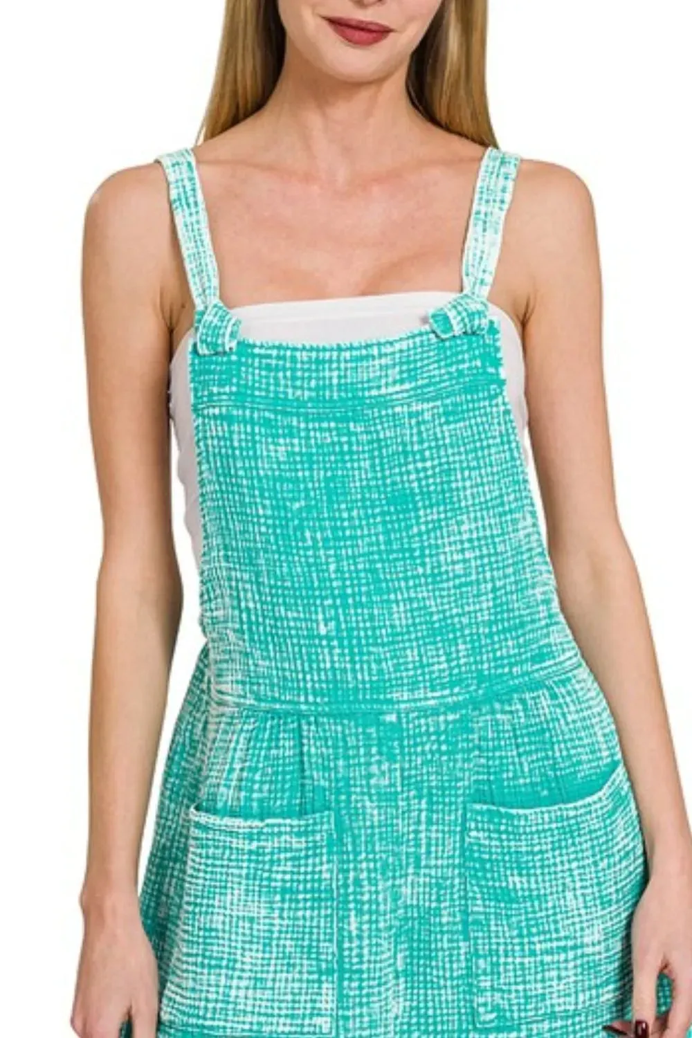 Zenana Woven Double Gauze Acid Washed Romper sold by Charming Charlie product image thumbnail 2