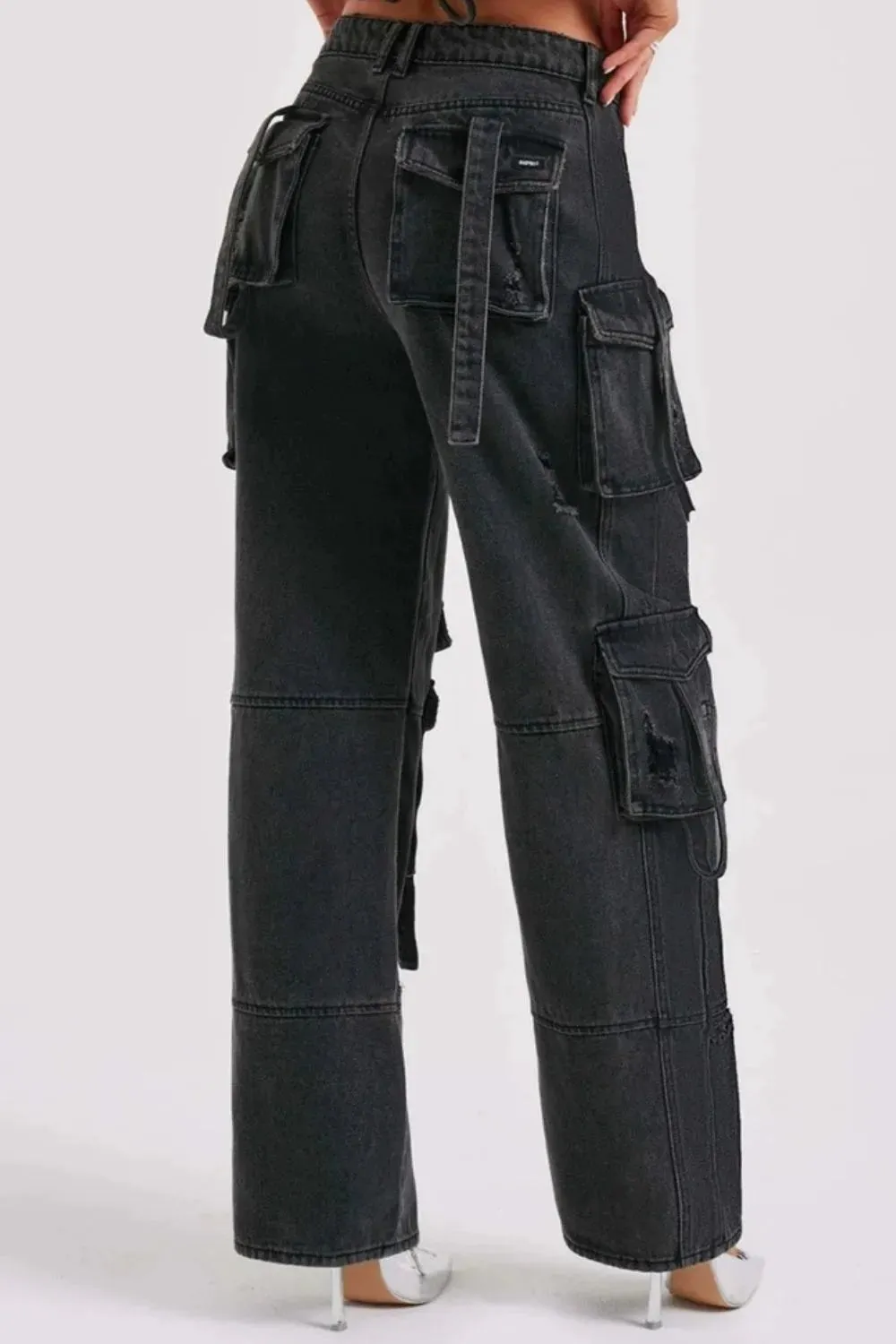 High Waist Cargo Wide Leg Jeans sold by Charming Charlie product image thumbnail 2