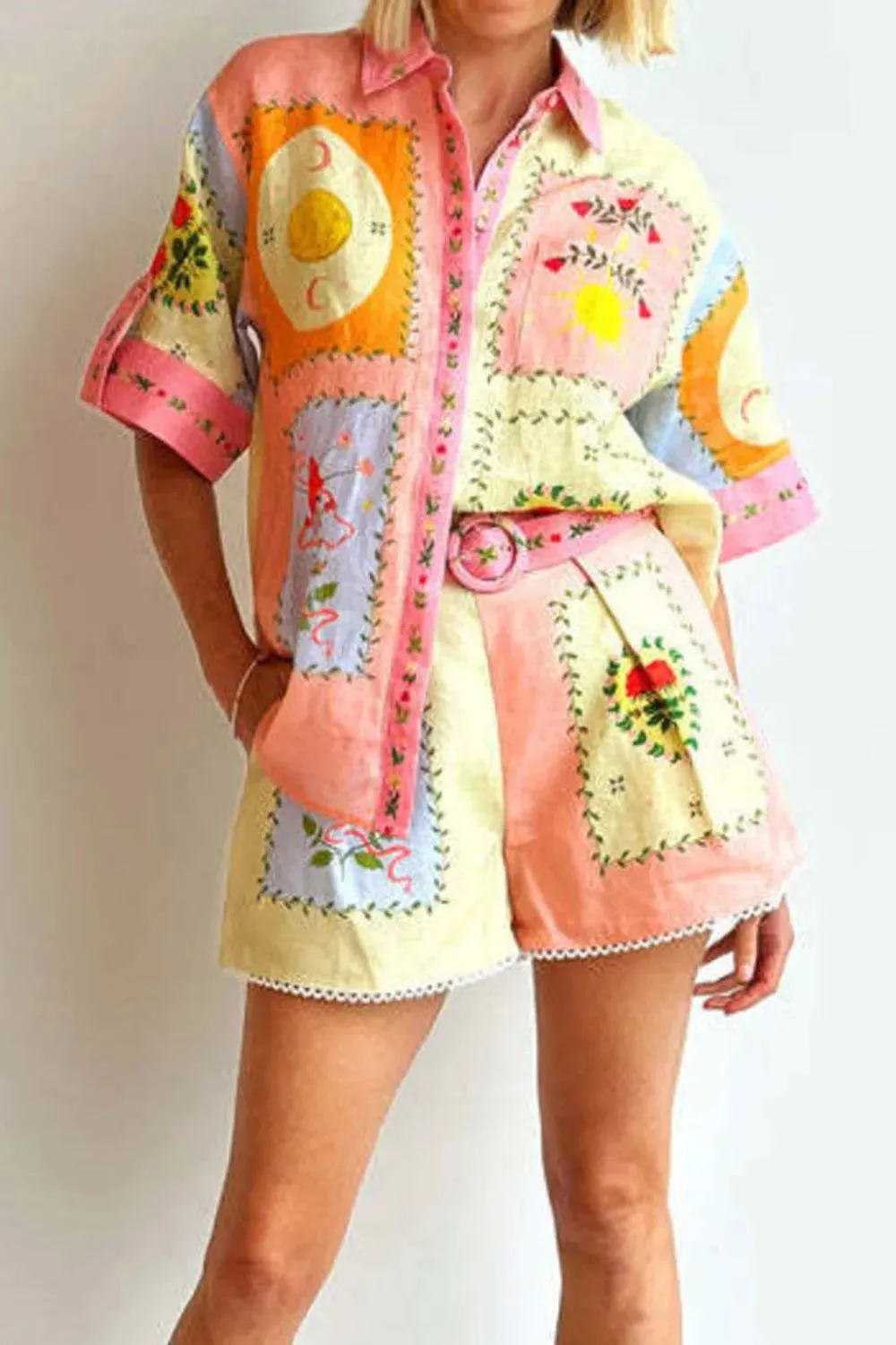 Printed Short Sleeve Shirt and Shorts Set sold by Charming Charlie product image thumbnail 2