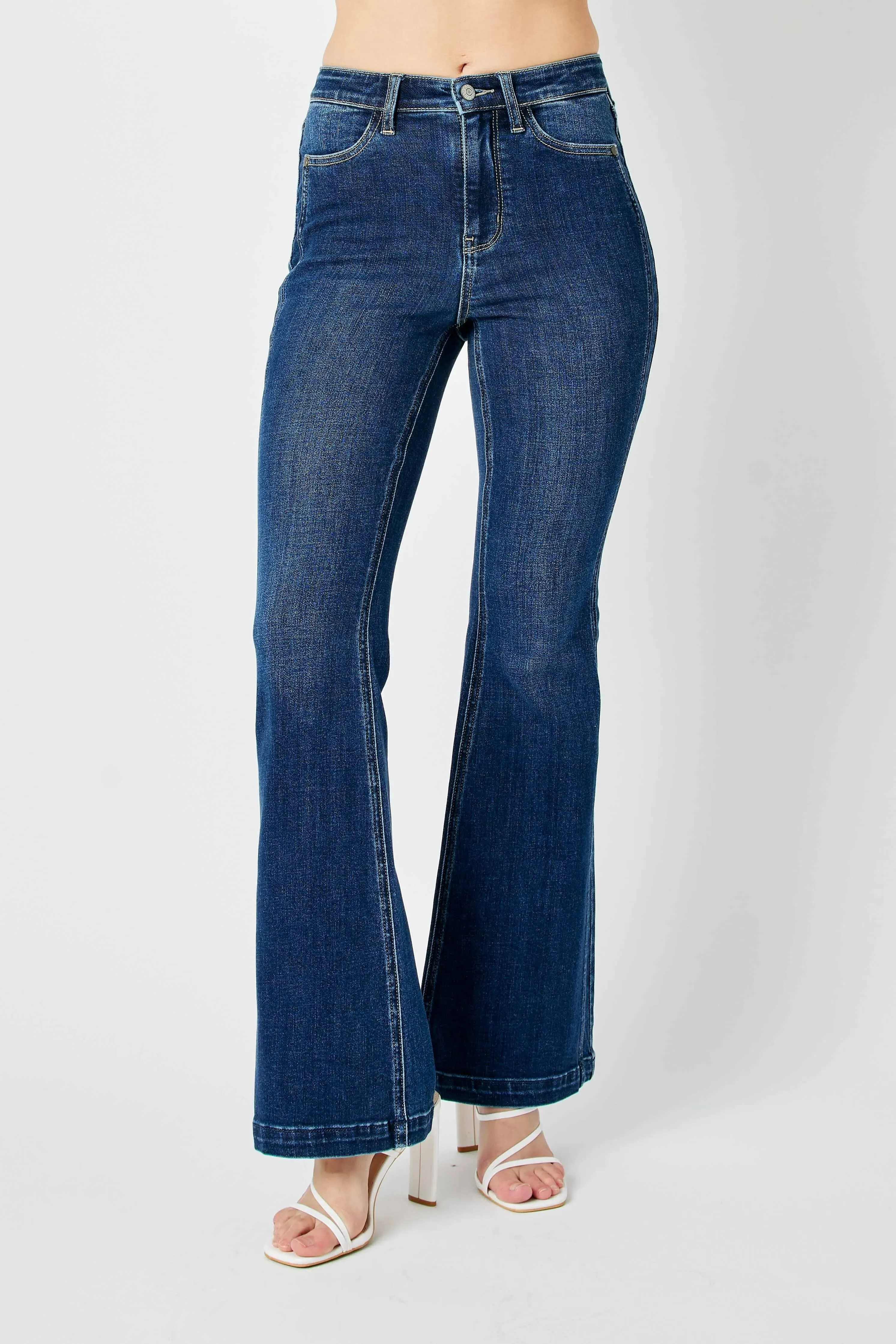 Judy Blue Full Size Hw Angled Side Seam Detail Flare Jeans Plus Size sold by Charming Charlie product image thumbnail 2