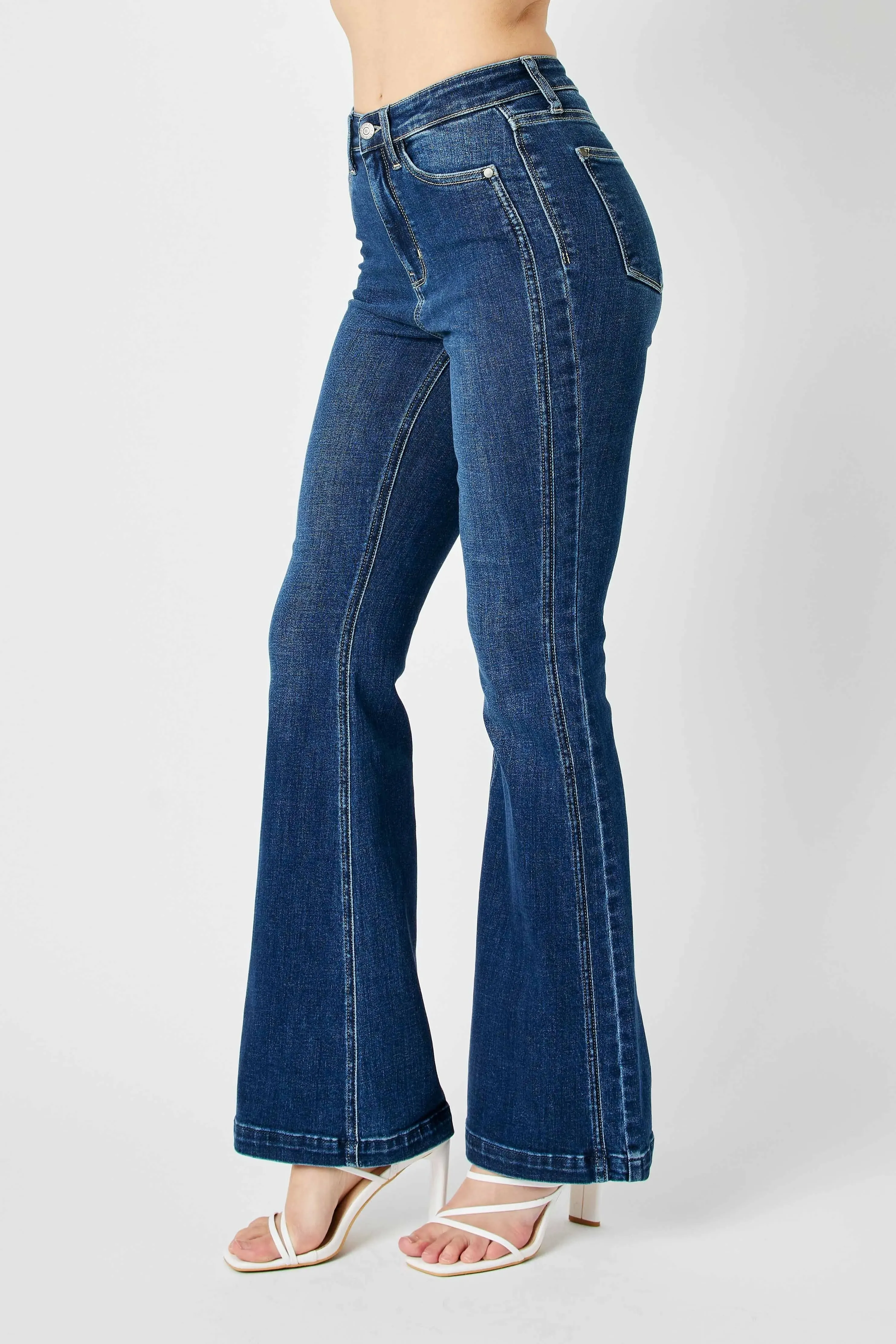 Judy Blue Full Size Hw Angled Side Seam Detail Flare Jeans Plus Size sold by Charming Charlie product image thumbnail 3
