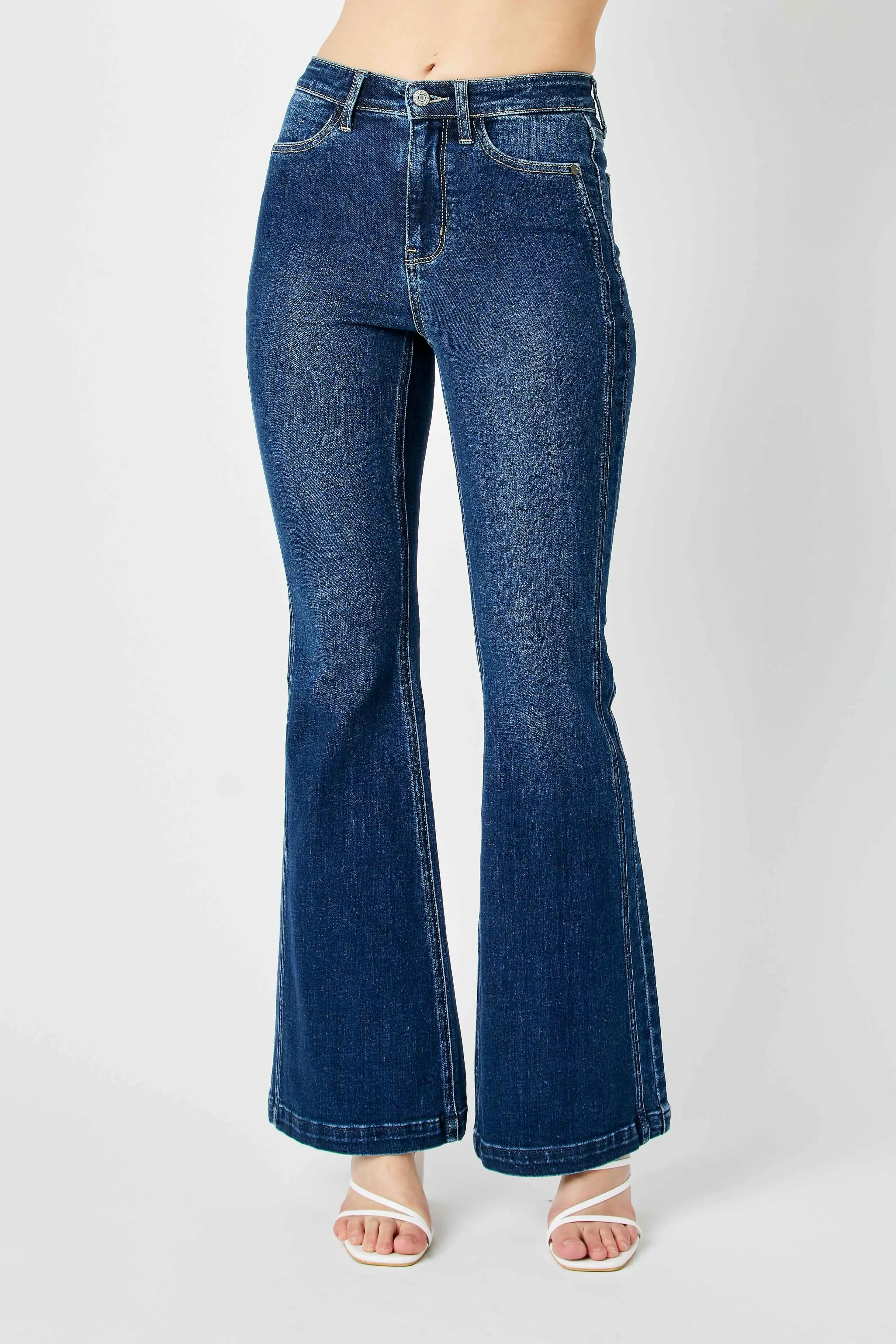 Judy Blue Full Size Hw Angled Side Seam Detail Flare Jeans Plus Size sold by Charming Charlie