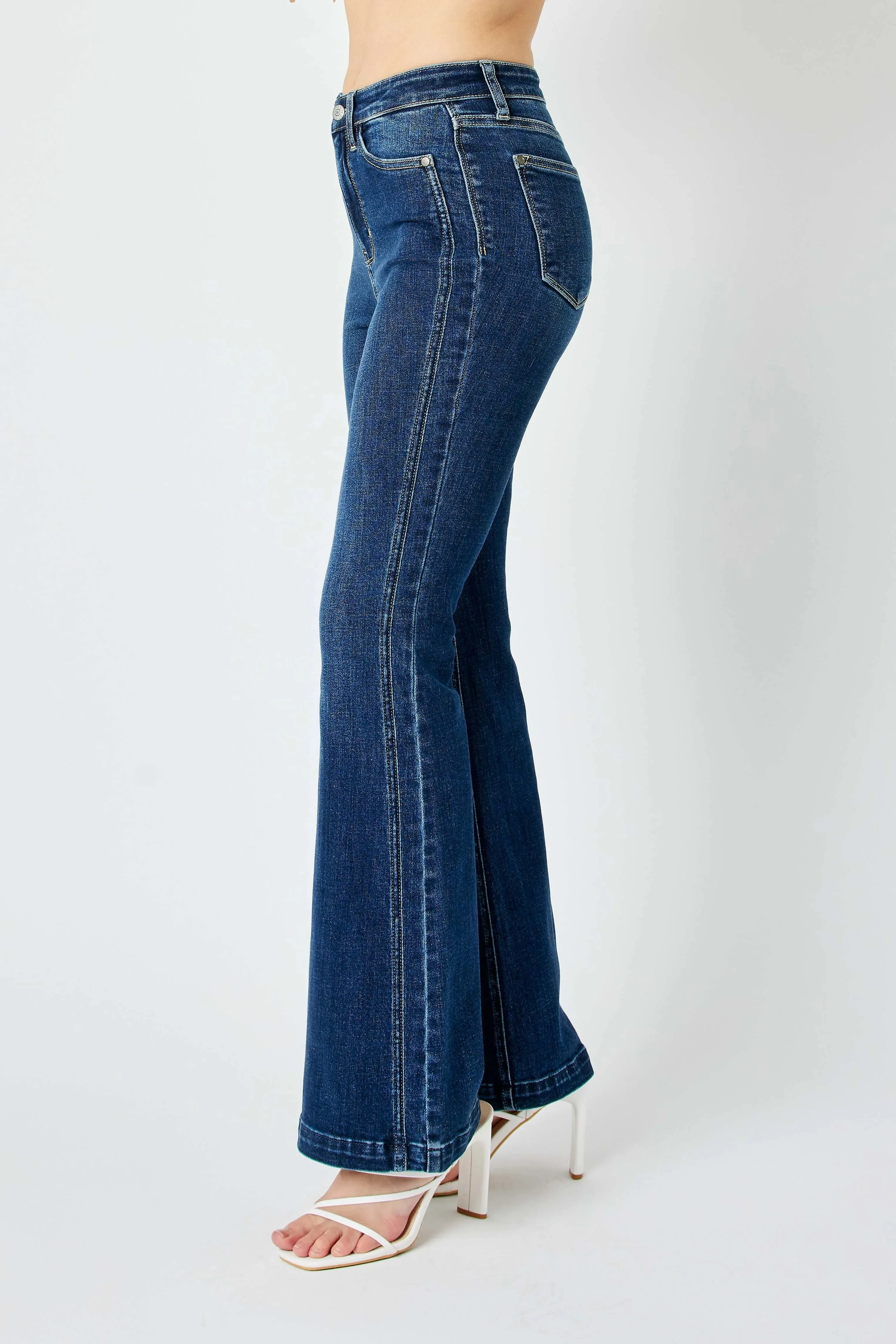 Judy Blue Full Size Hw Angled Side Seam Detail Flare Jeans Plus Size sold by Charming Charlie product image thumbnail 4