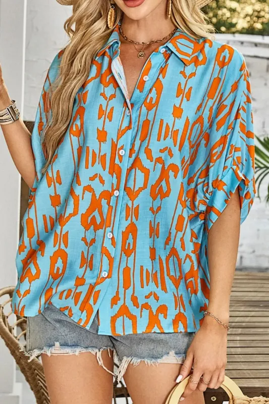 Abstract Print Dolman Short Sleeve Western Loose Shirt sold by Charming Charlie