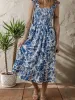 Floral Ruffle Strap Square Neck Smocked Bodice Midi Dress sold by Charming Charlie