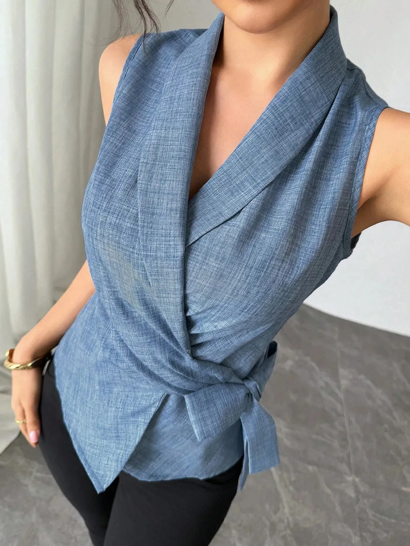 Sleeveless Tied Surplice Top sold by Charming Charlie product image thumbnail 5