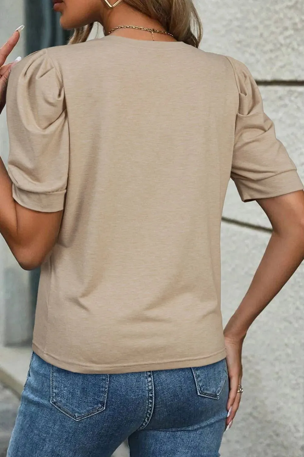 Round Neck Puff Sleeve Casual T-Shirt sold by Charming Charlie product image thumbnail 2