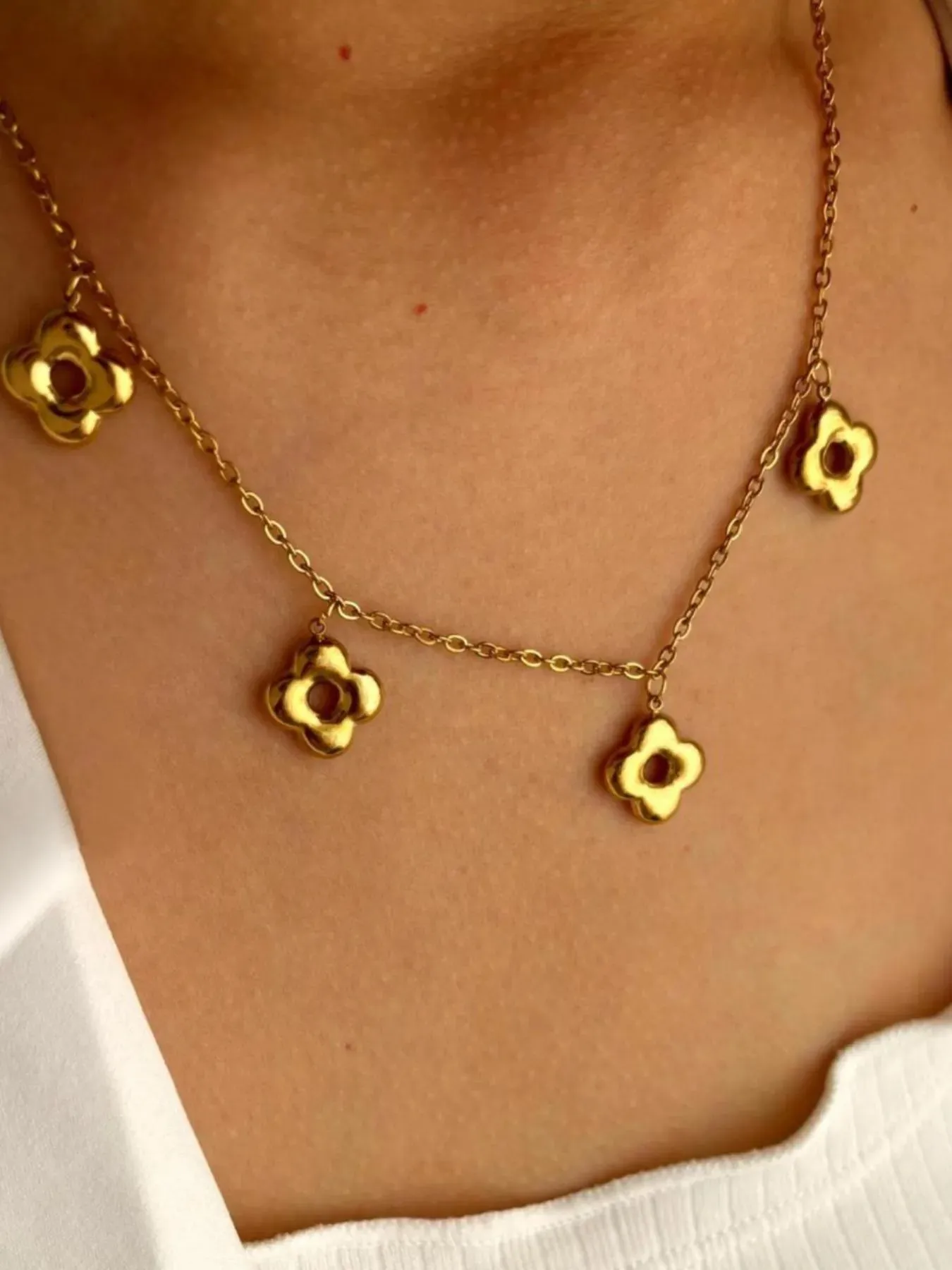 18K Gold-Plated Stainless Steel Flower Necklace sold by Charming Charlie