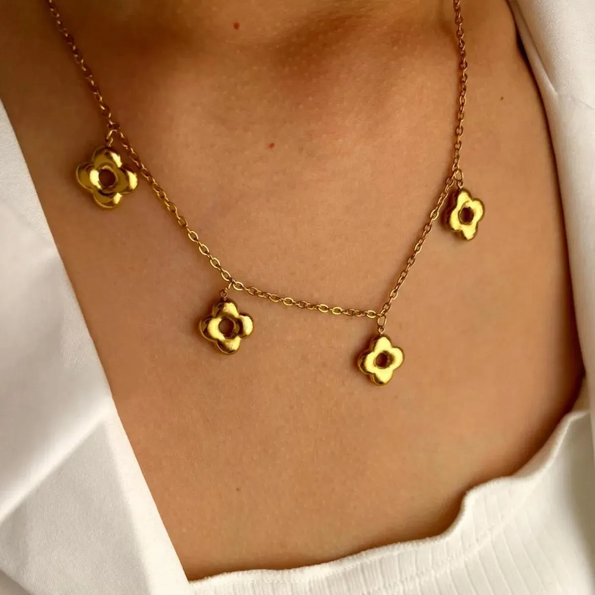 18K Gold-Plated Stainless Steel Flower Necklace sold by Charming Charlie product image thumbnail 4