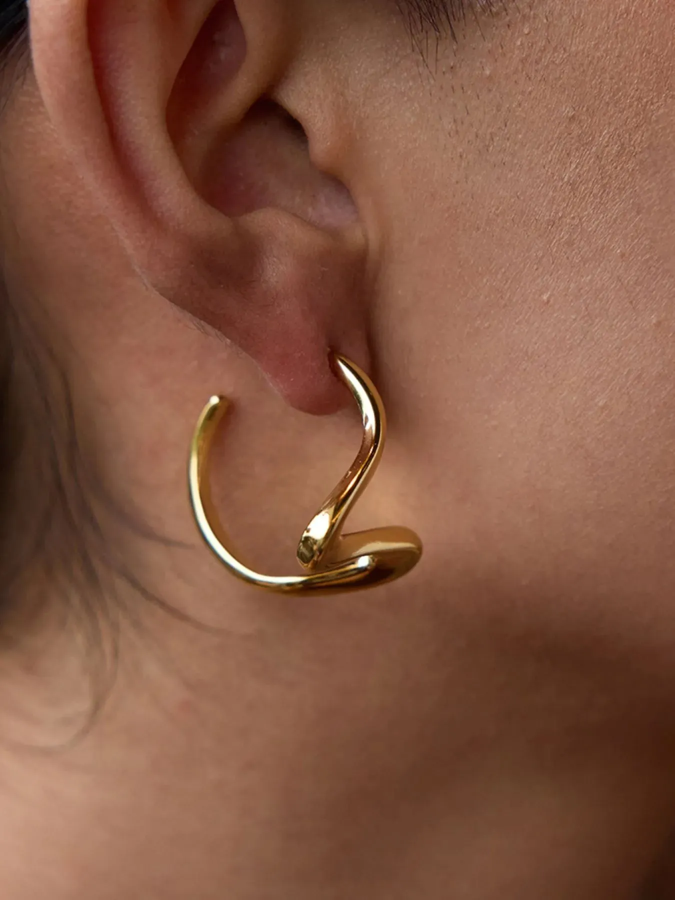 18K Gold-Plated Twisted Snake Design Stud Earrings sold by Charming Charlie product image thumbnail 2