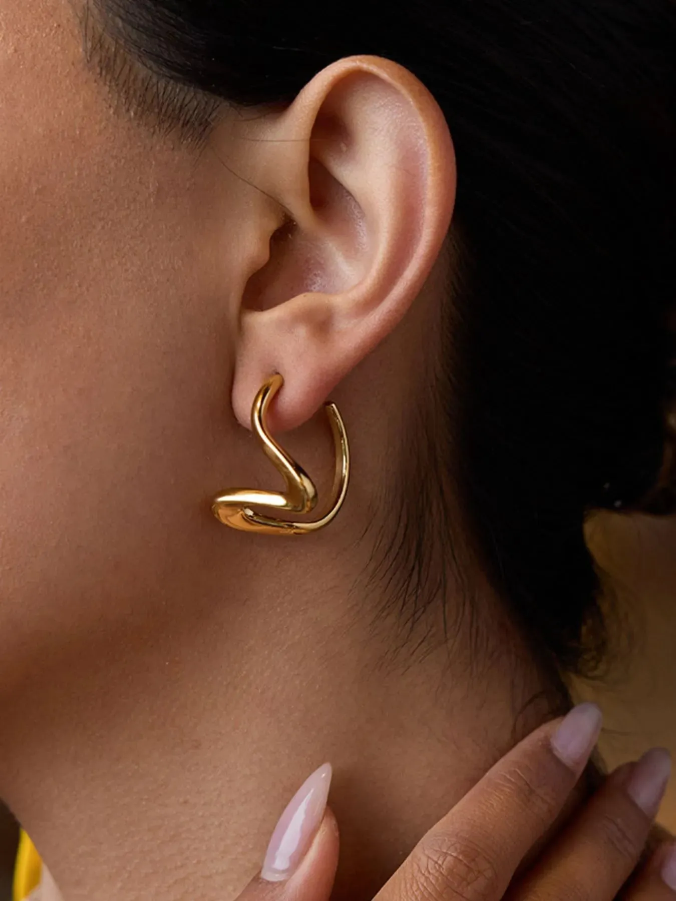 18K Gold-Plated Twisted Snake Design Stud Earrings sold by Charming Charlie product image thumbnail 3