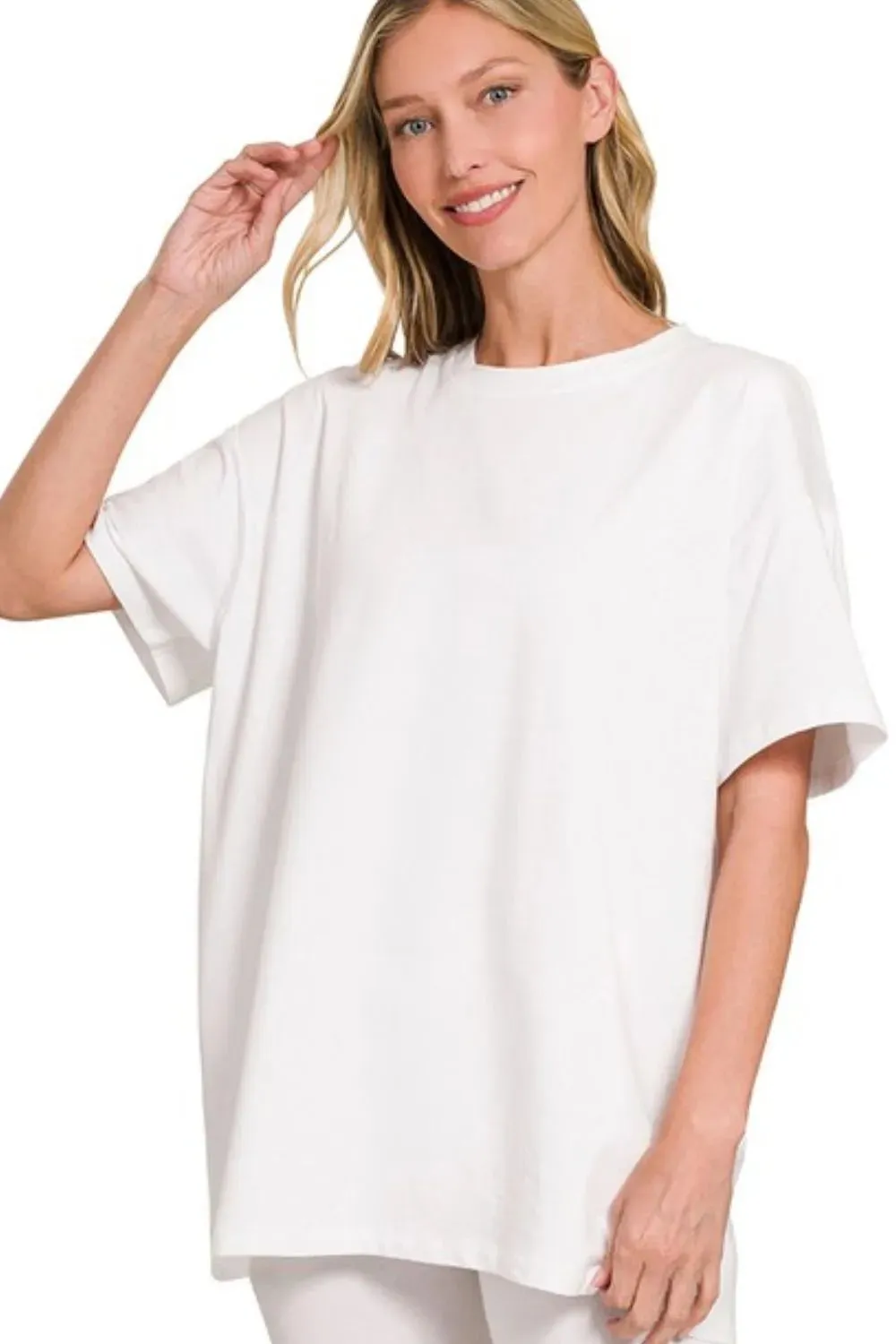 Zenana Cotton Round Neck Top & Biker Shorts sold by Charming Charlie product image thumbnail 2