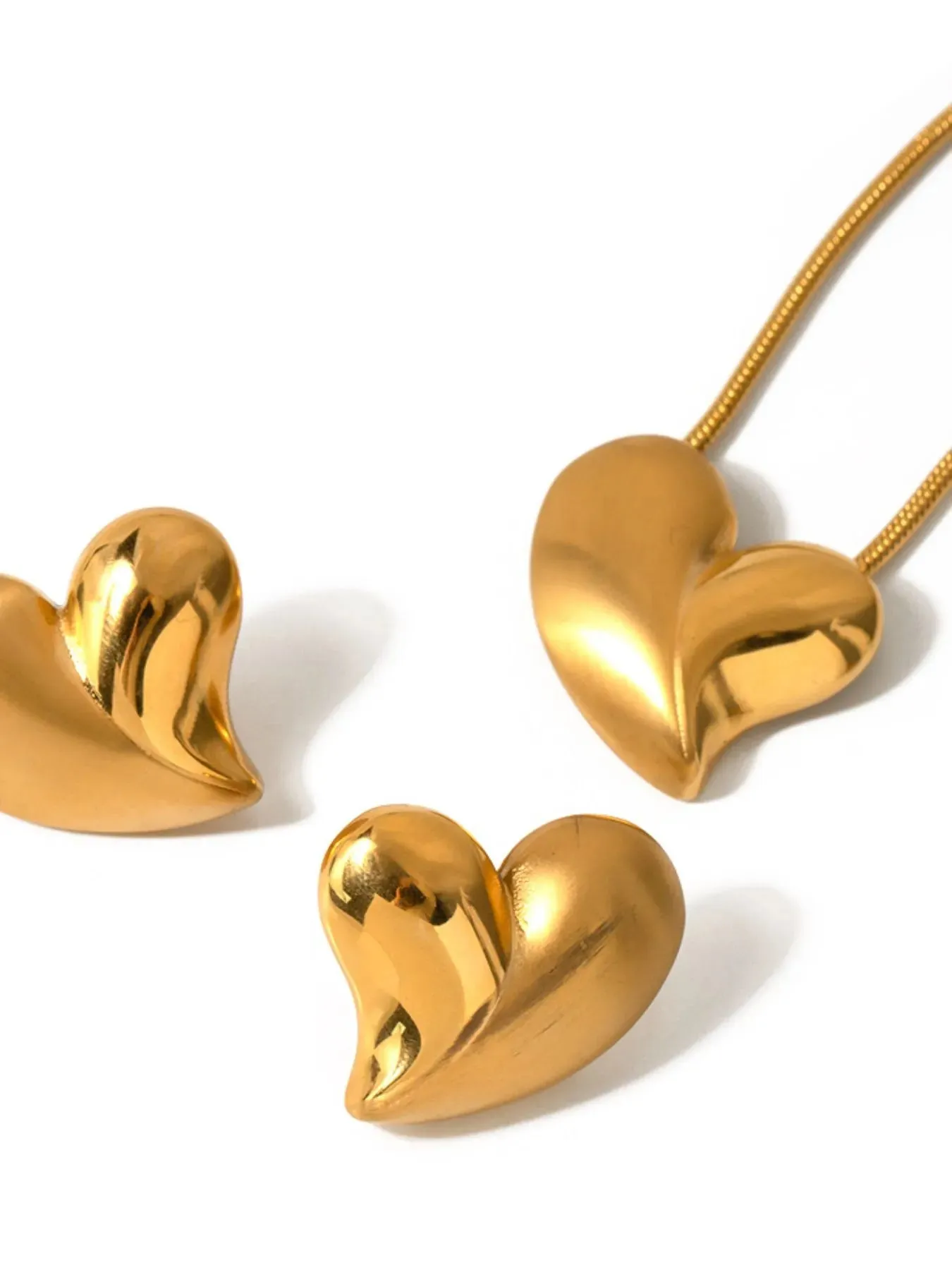 18K Gold-Plated Heart Necklace and Earrings Jewelry Set sold by Charming Charlie product image thumbnail 3