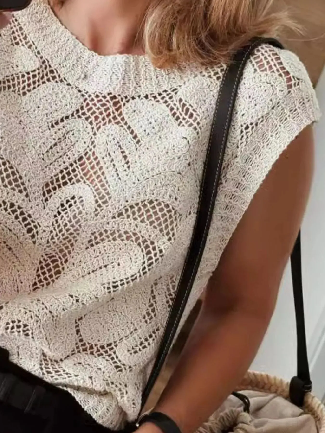 Lace Knit Sleeveless Sweater Vest sold by Charming Charlie product image thumbnail 3