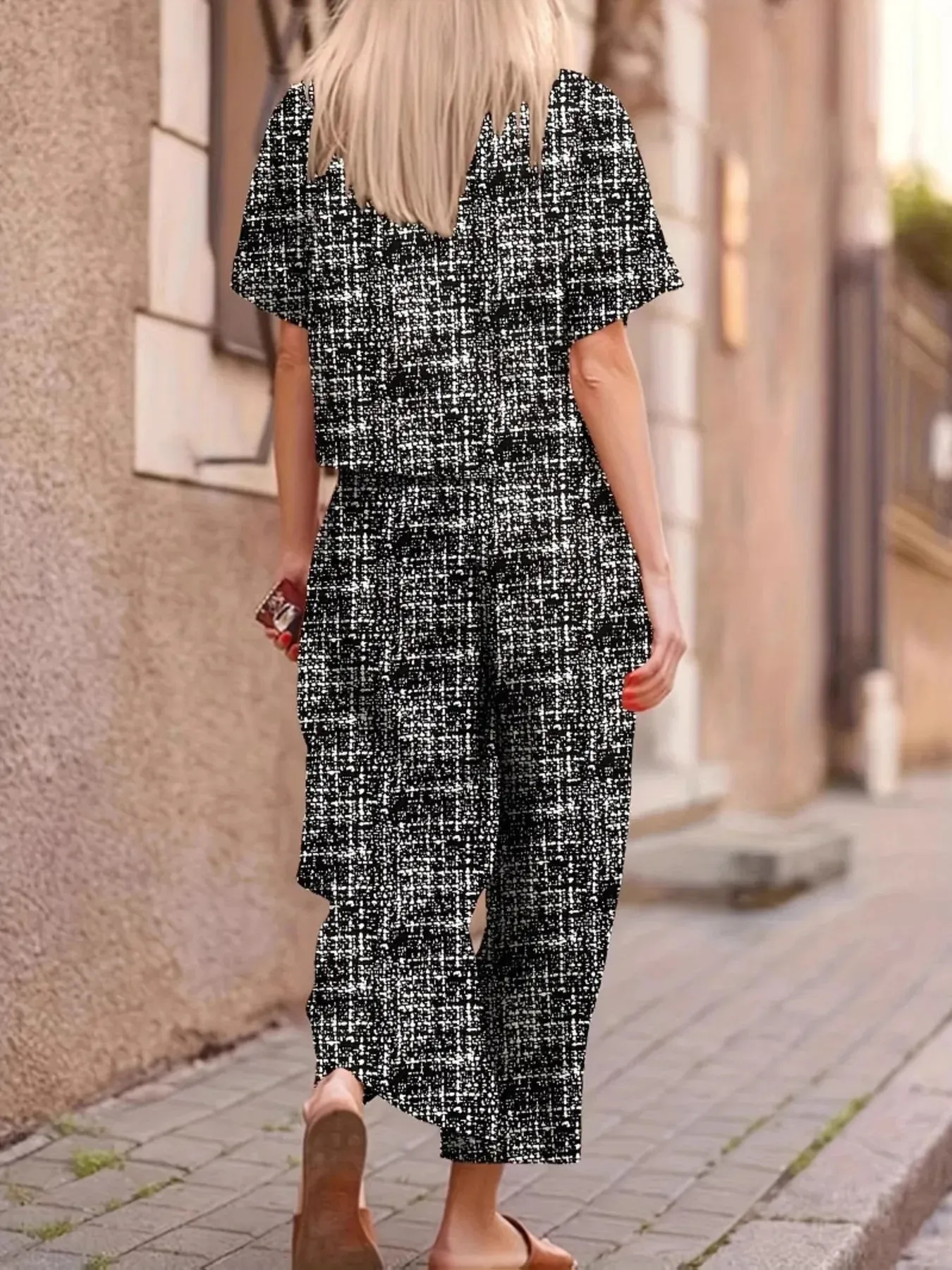 Round Neck Short Sleeve Top and Pants Set sold by Charming Charlie product image thumbnail 2