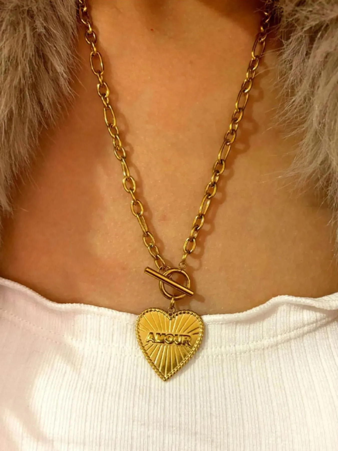 18K Gold-Plated Stainless Steel Heart Locket Necklace sold by Charming Charlie product image thumbnail 2