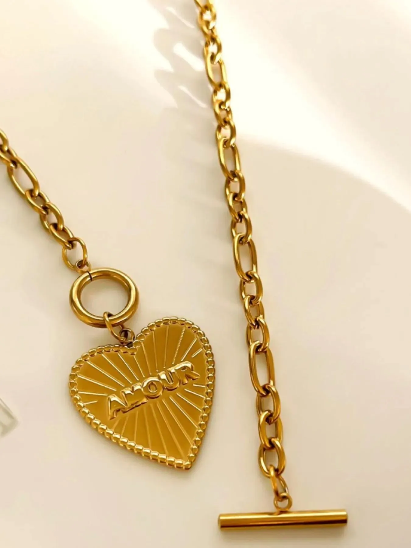 18K Gold-Plated Stainless Steel Heart Locket Necklace sold by Charming Charlie product image thumbnail 4