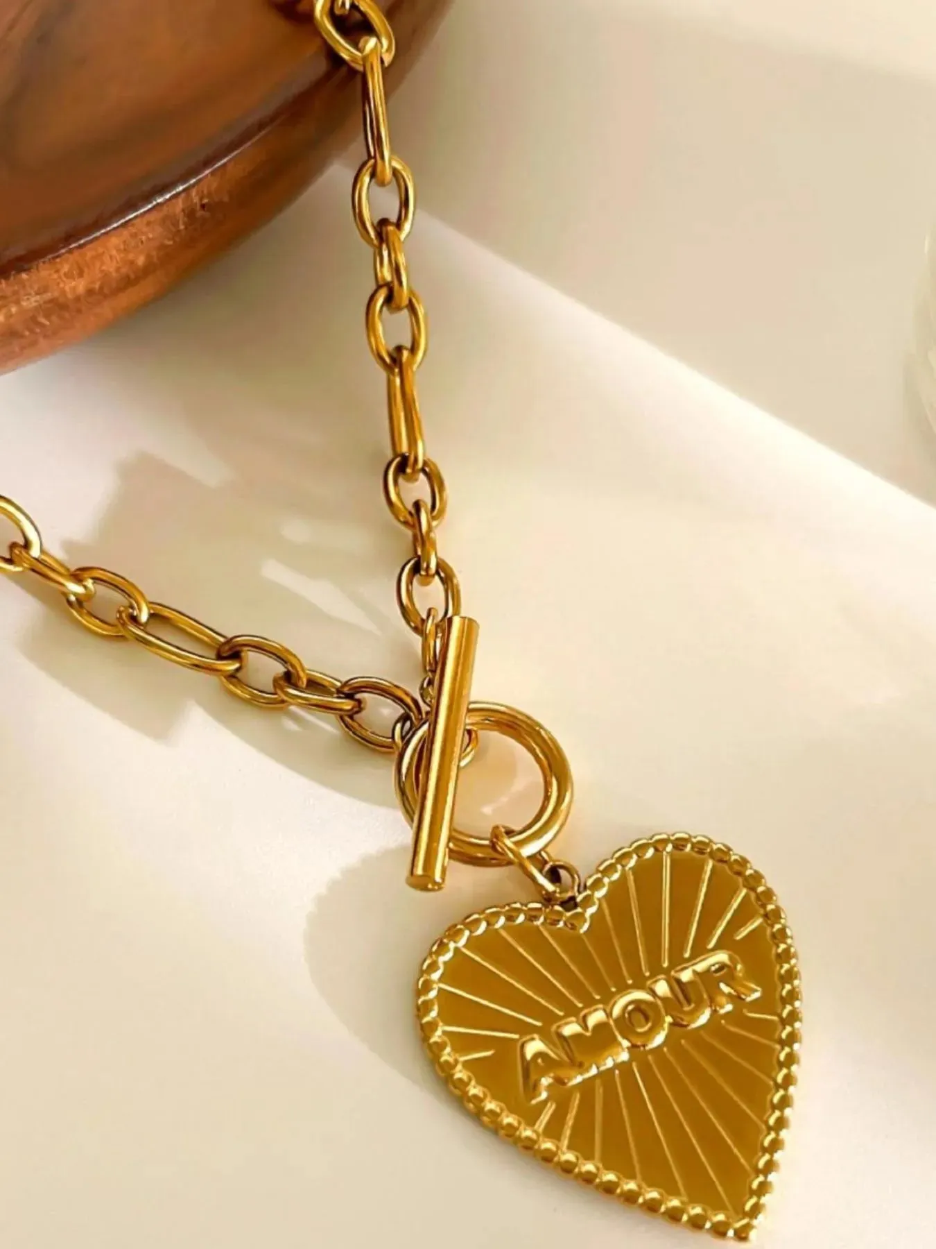 18K Gold-Plated Stainless Steel Heart Locket Necklace sold by Charming Charlie product image thumbnail 5