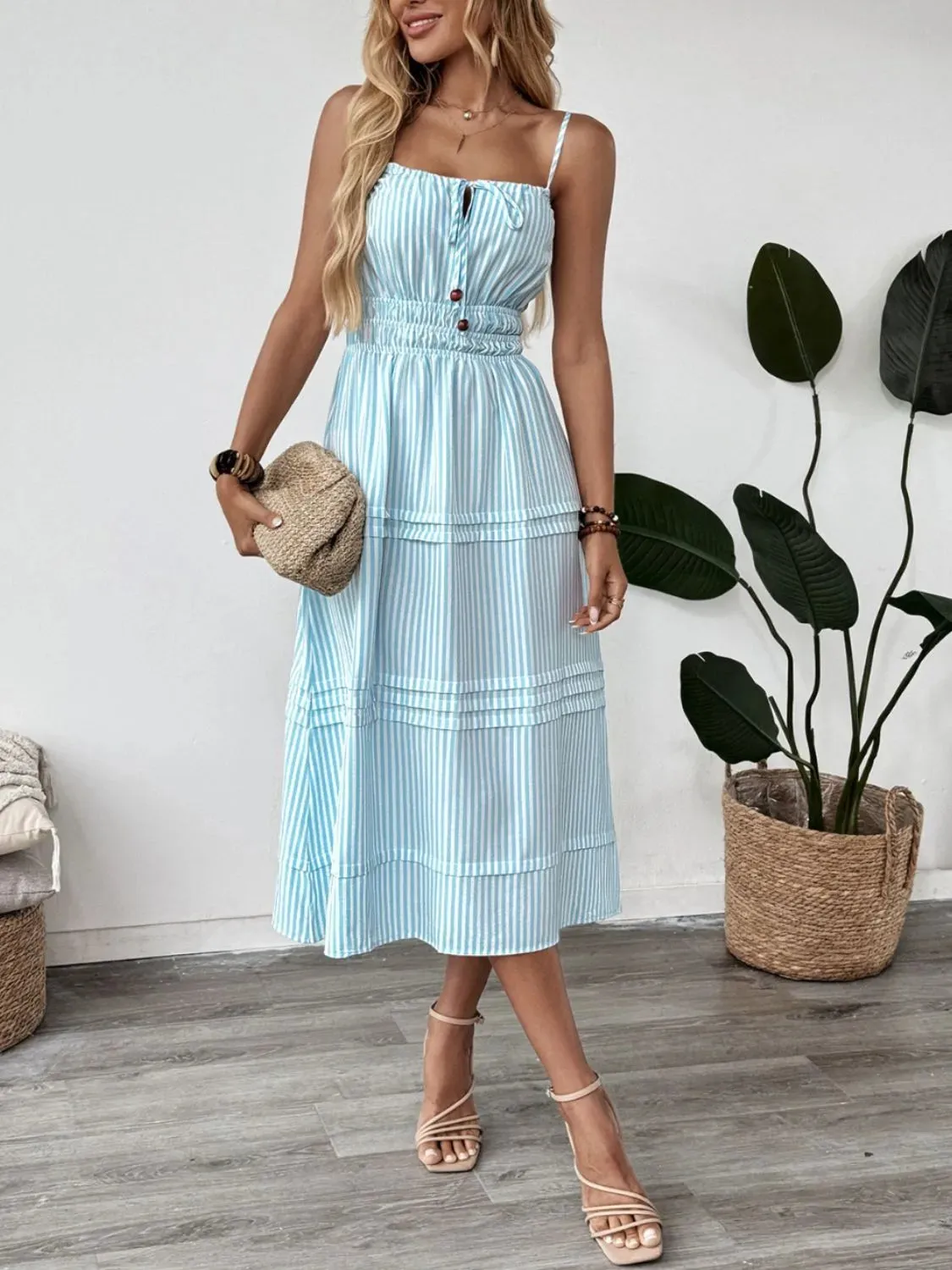 Striped Spaghetti Strap Midi Dress sold by Charming Charlie product image thumbnail 4