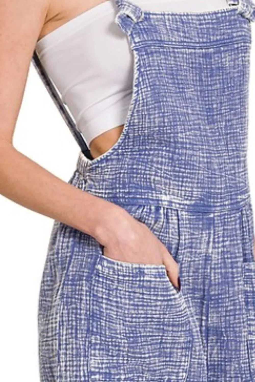Zenana Woven Double Gauze Acid Washed Romper sold by Charming Charlie product image thumbnail 3
