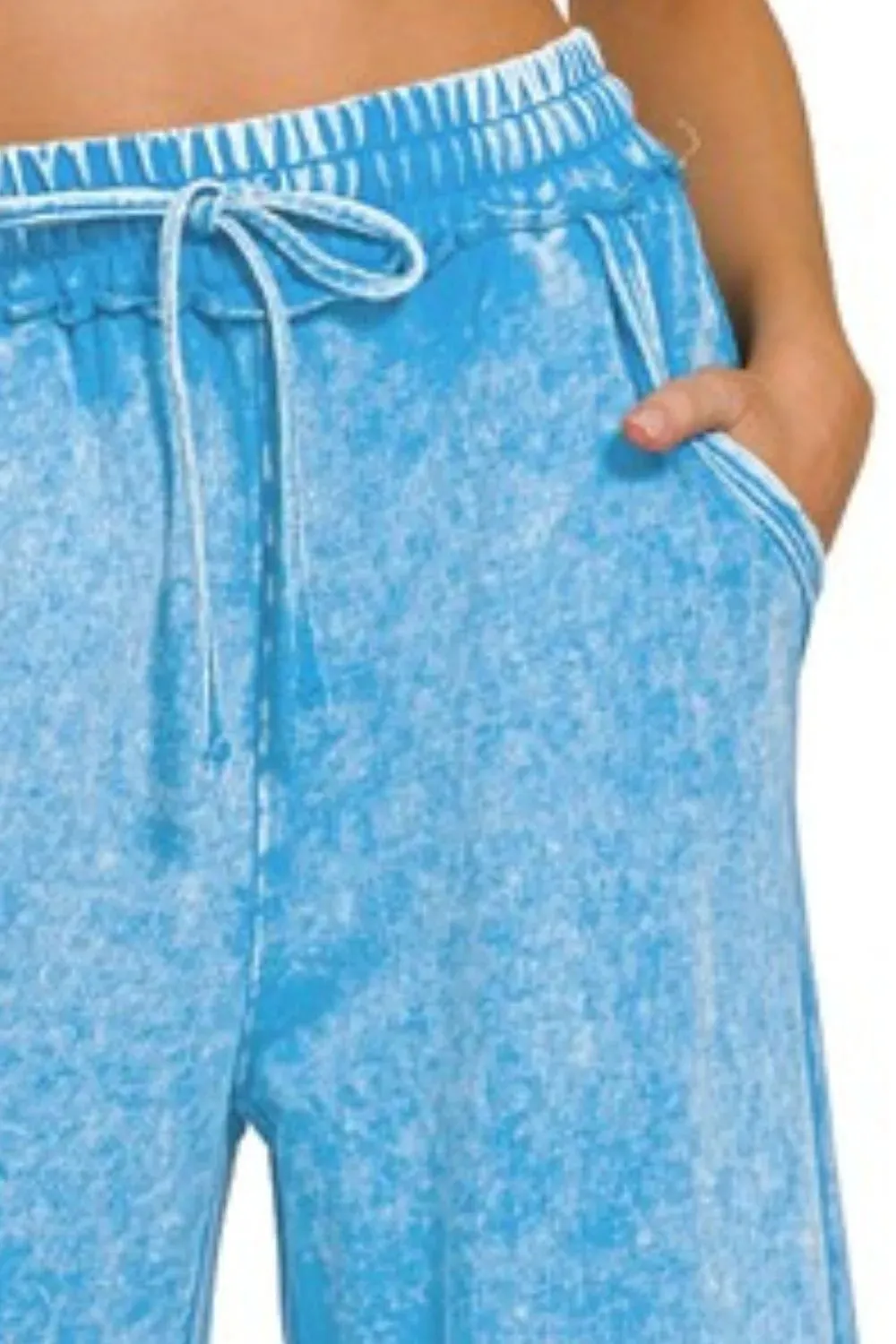 Zenana Washed French Terry Palazzo With Pockets sold by Charming Charlie product image thumbnail 2